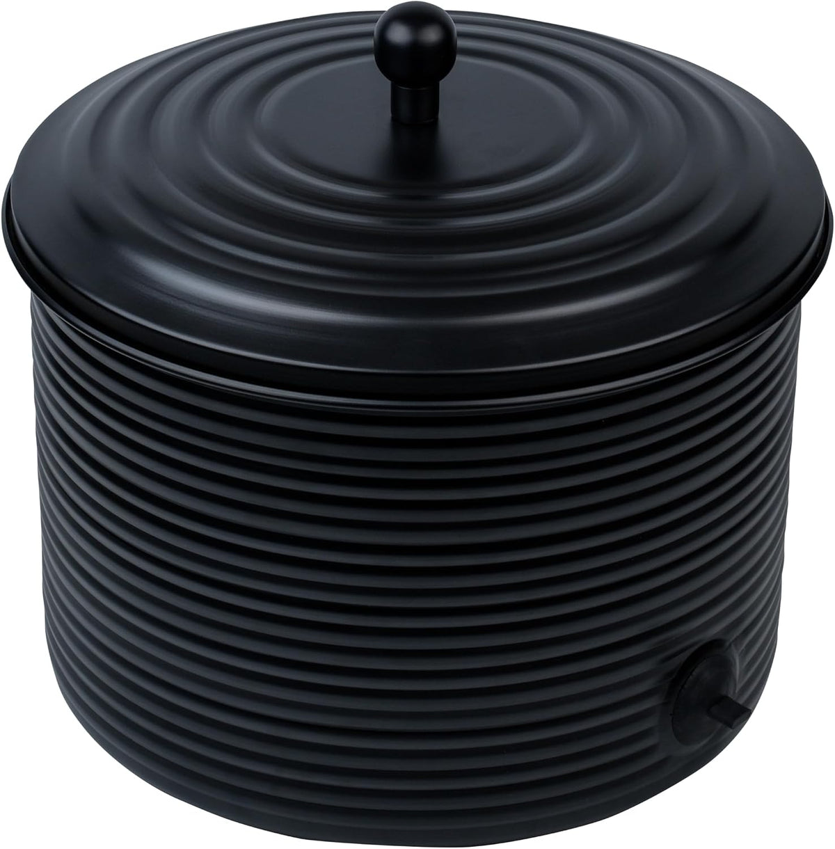 Garden Hose Holder Storage Pot with Lid Antique Ribbed | Water Hose Container Pot Outdoor or Indoor Use | Expandable Water Hose Hider Metal | Holds 125 ft Hose
