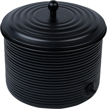 Garden Hose Holder Storage Pot with Lid Antique Ribbed | Water Hose Container Pot Outdoor or Indoor Use | Expandable Water Hose Hider Metal | Holds 125 ft Hose