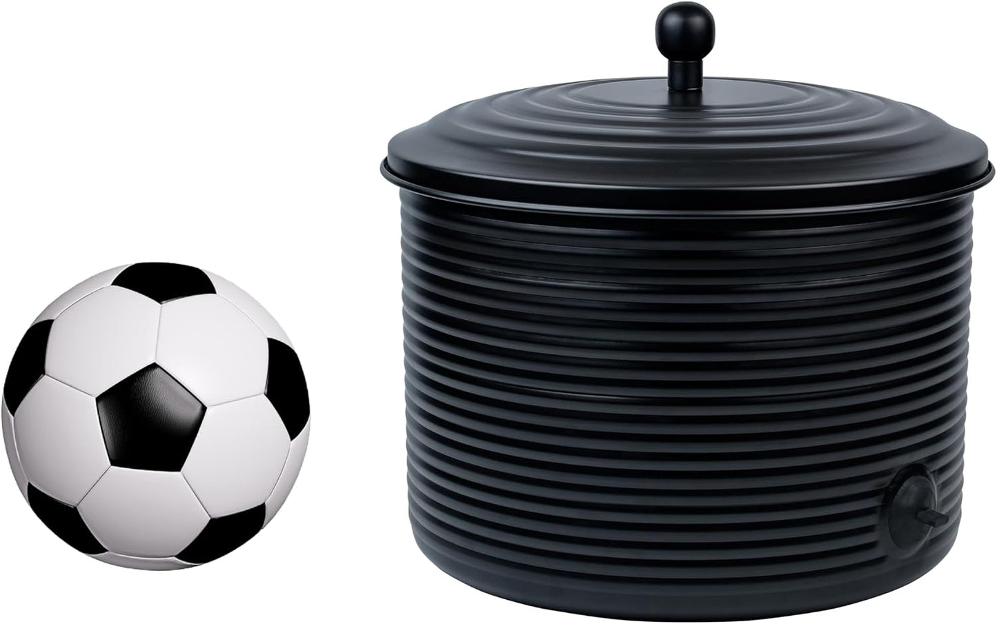 Garden Hose Holder Storage Pot with Lid Antique Ribbed | Water Hose Container Pot Outdoor or Indoor Use | Expandable Water Hose Hider Metal | Holds 125 ft Hose