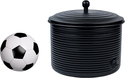 Garden Hose Holder Storage Pot with Lid Antique Ribbed | Water Hose Container Pot Outdoor or Indoor Use | Expandable Water Hose Hider Metal | Holds 125 ft Hose