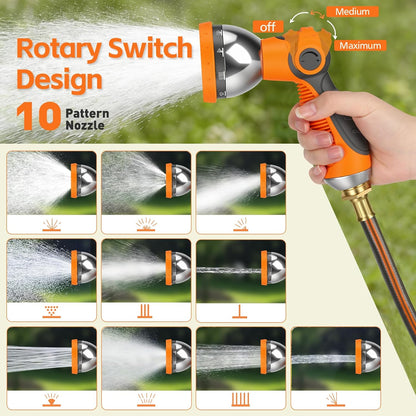Retractable Garden Hose Reel 100 FT, 1/2" Heavy Duty Garden Hose
