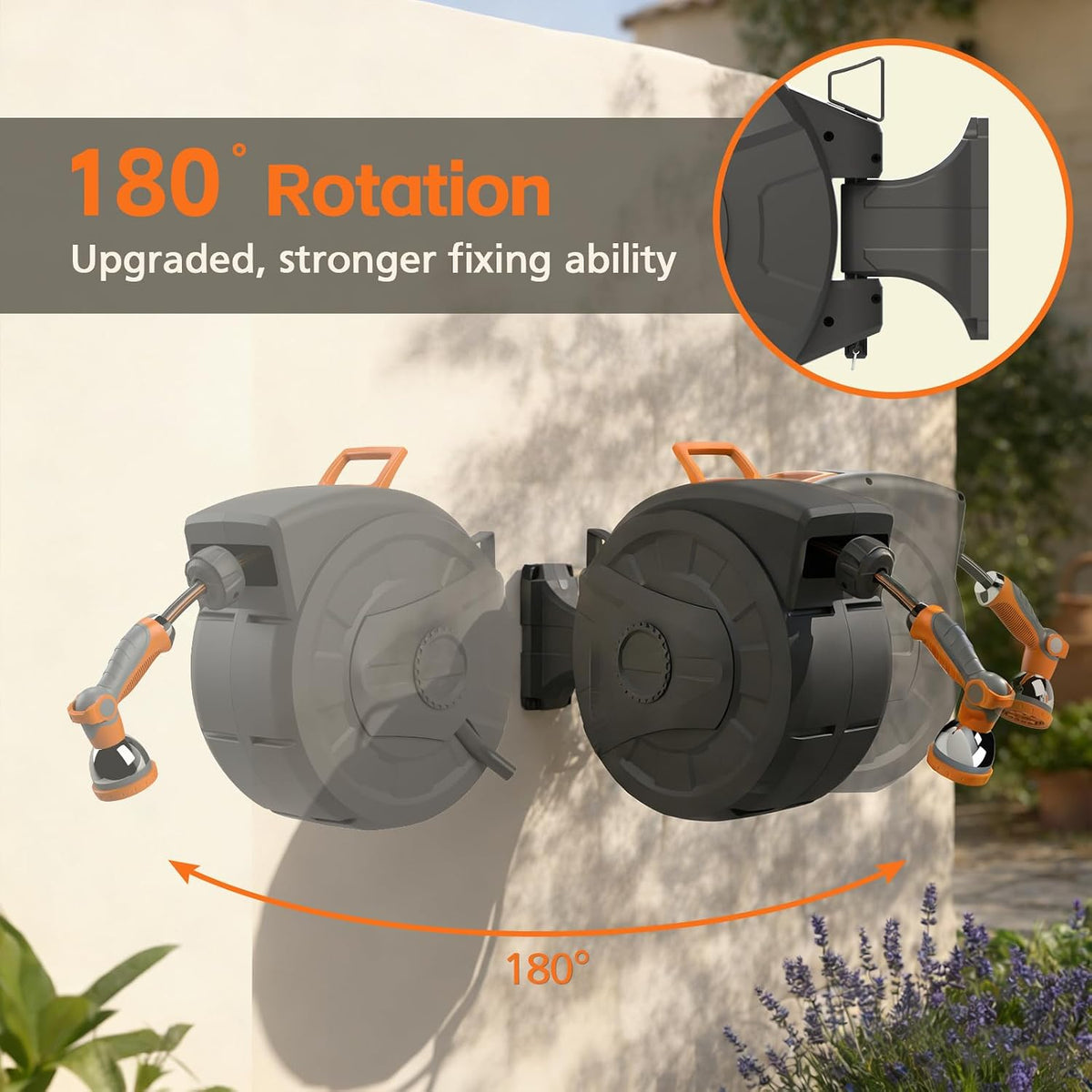 Retractable Garden Hose Reel 100 FT, 1/2" Heavy Duty Garden Hose