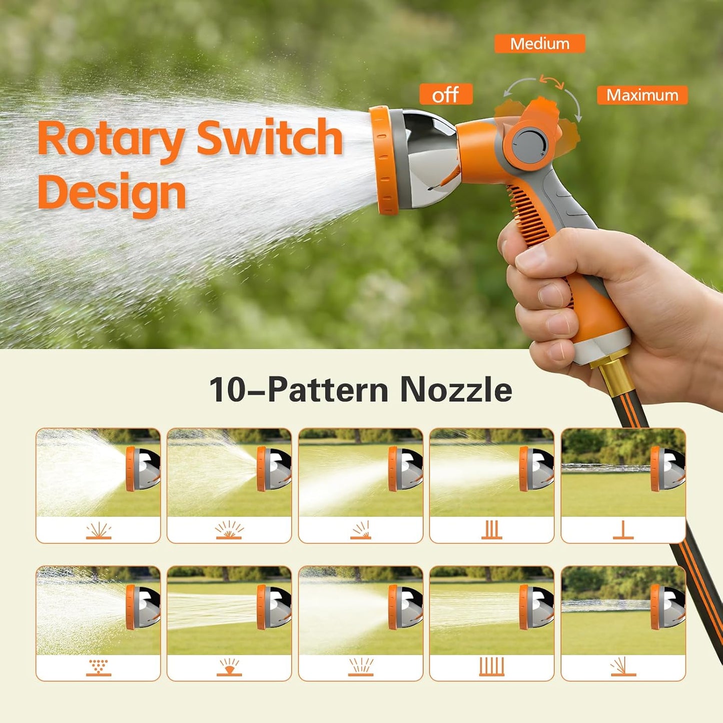 Retractable Garden Hose Reel 100 FT, 1/2" Heavy Duty Garden Hose