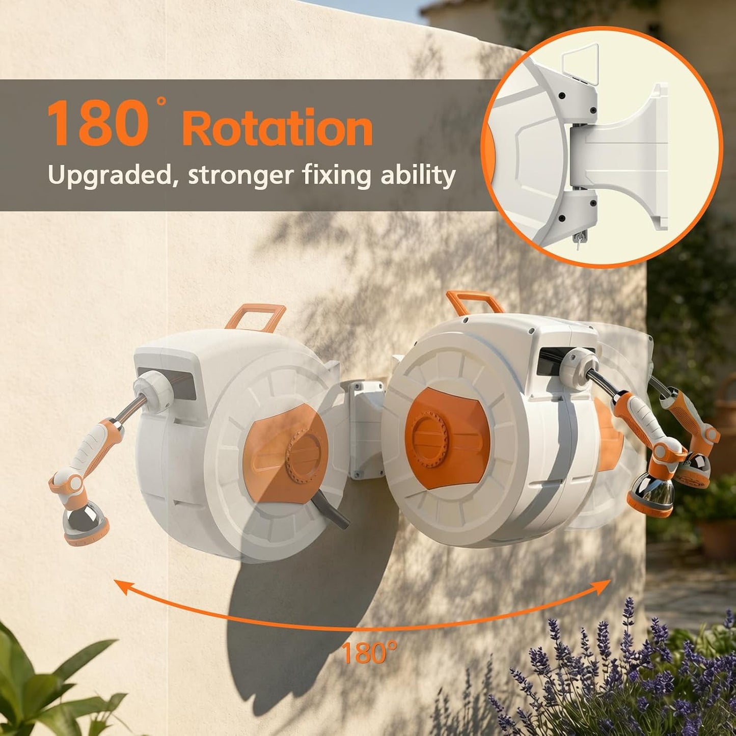 Retractable Garden Hose Reel 100 FT, 1/2" Heavy Duty Garden Hose