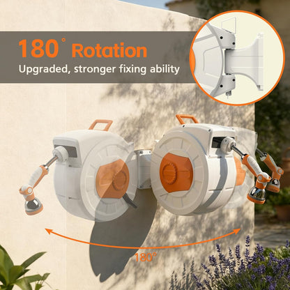Retractable Garden Hose Reel 100 FT, 1/2" Heavy Duty Garden Hose