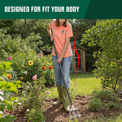 Rotary Cultivator Garden Tool for Gardening and Lawn(61''), Rotary Hand Tiller with Detachable Thicker Tines&Sturdy Steel Handle, Manual Tiller Cultivator for Soil or Reseeding Grass