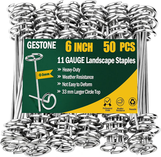 50 PCS Landscape Fabric Staples Stakes, 6 inch Weed Barrier Pins