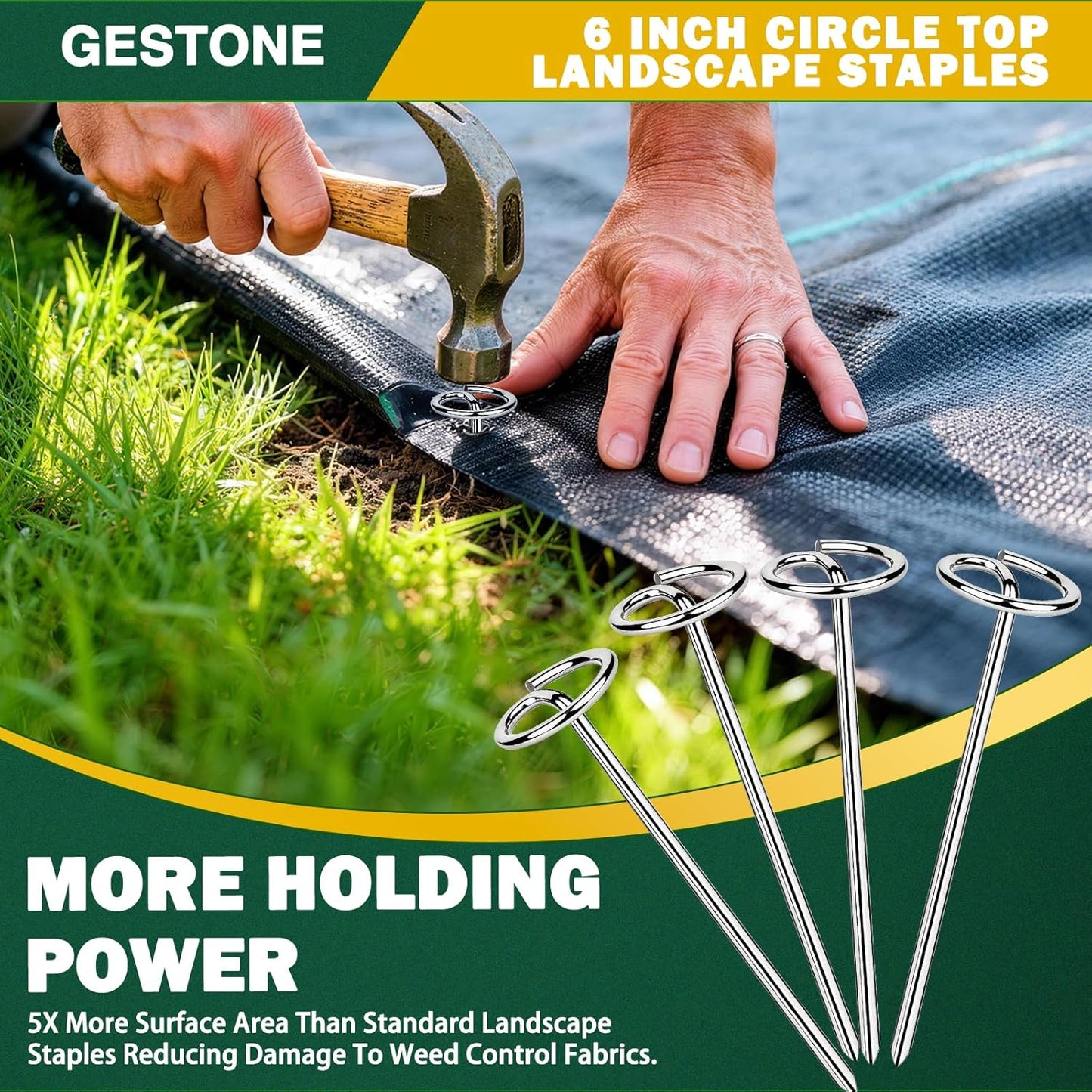 50 PCS Landscape Fabric Staples Stakes, 6 inch Weed Barrier Pins