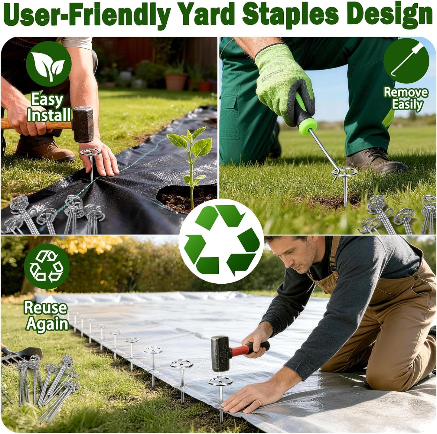 50 PCS Landscape Fabric Staples Stakes, 6 inch Weed Barrier Pins