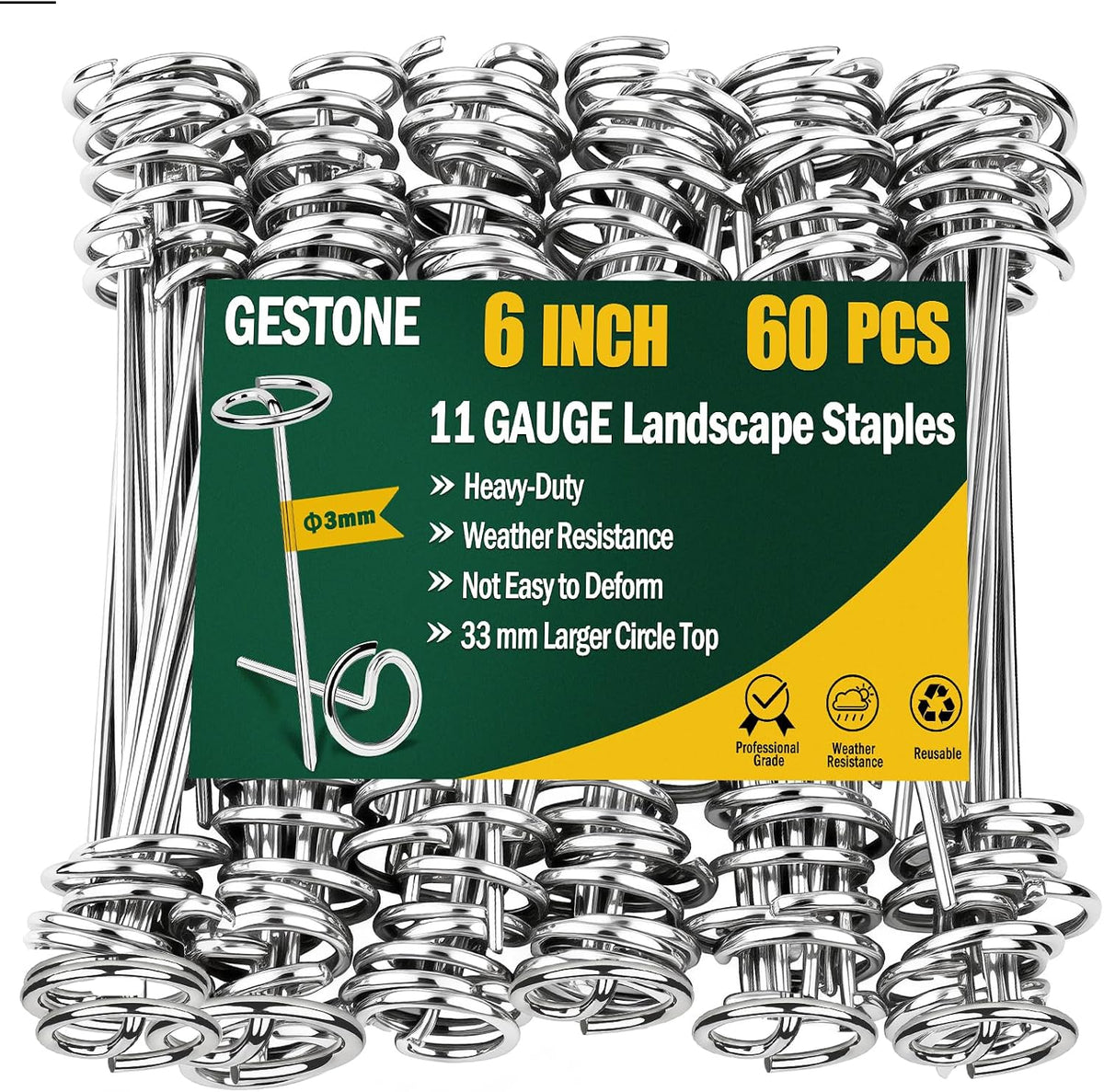 50 PCS Landscape Fabric Staples Stakes, 6 inch Weed Barrier Pins