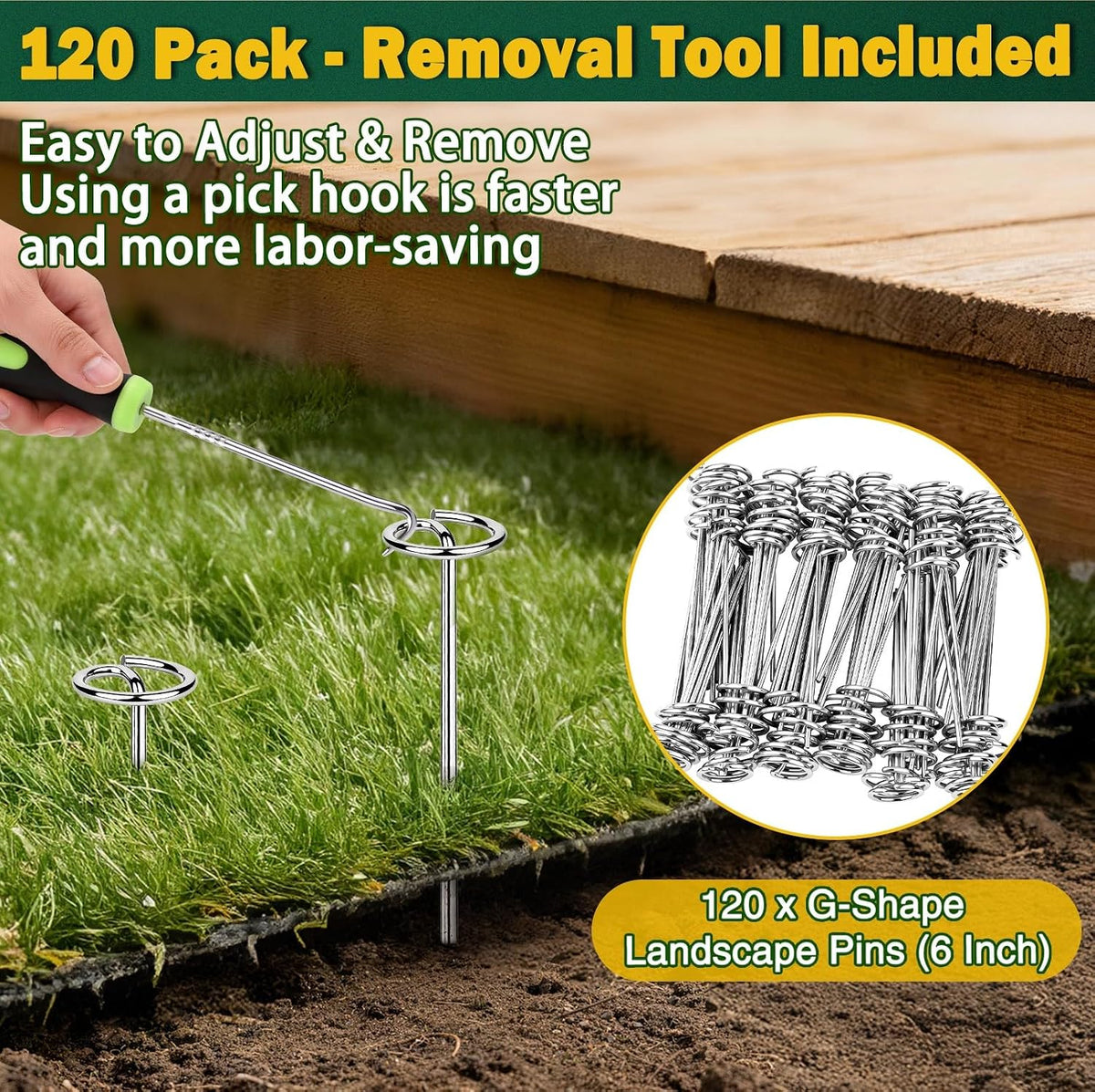 50 PCS Landscape Fabric Staples Stakes, 6 inch Weed Barrier Pins