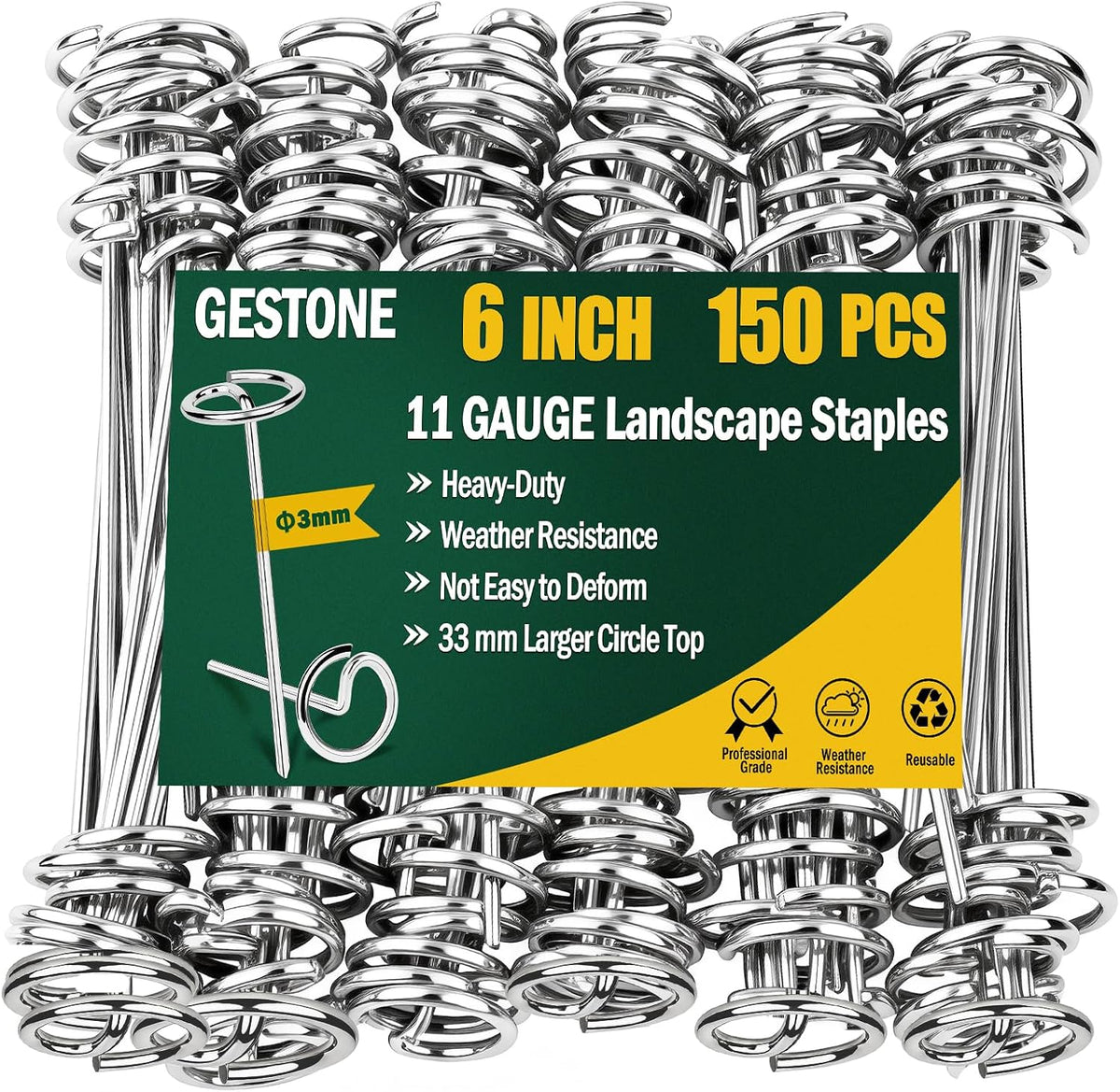 50 PCS Landscape Fabric Staples Stakes, 6 inch Weed Barrier Pins