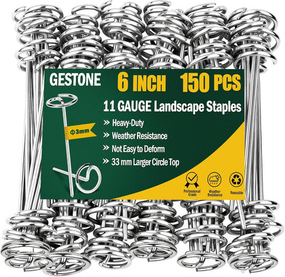 50 PCS Landscape Fabric Staples Stakes, 6 inch Weed Barrier Pins