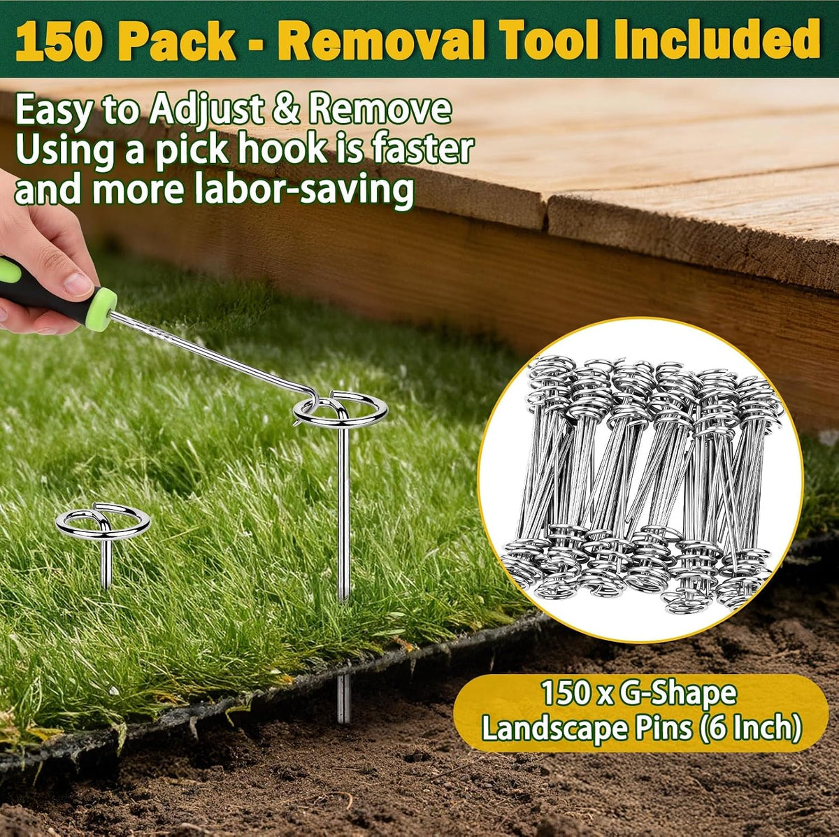 50 PCS Landscape Fabric Staples Stakes, 6 inch Weed Barrier Pins