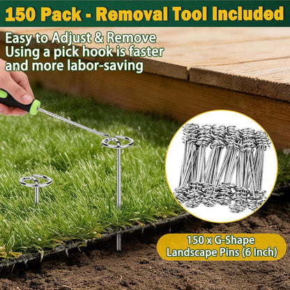 50 PCS Landscape Fabric Staples Stakes, 6 inch Weed Barrier Pins