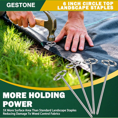 50 PCS Landscape Fabric Staples Stakes, 6 inch Weed Barrier Pins