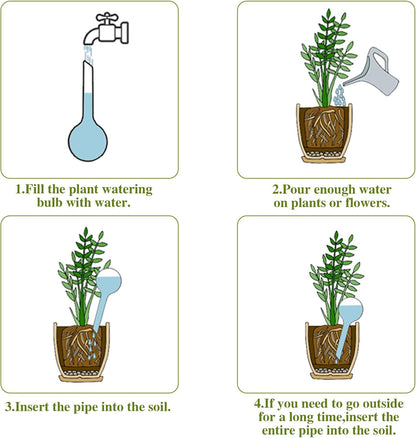 Pynqdfu 12 Pcs Large Plastic Self-Watering Bulbs,Clear Automatic Watering Globes,Clear Automatic Watering Bulbs for Plants,Graden,Flowers