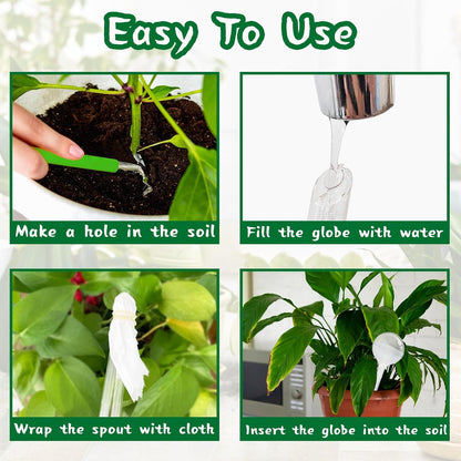Pynqdfu 12 Pcs Large Plastic Self-Watering Bulbs,Clear Automatic Watering Globes,Clear Automatic Watering Bulbs for Plants,Graden,Flowers