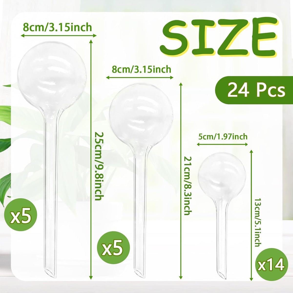 Pynqdfu 12 Pcs Large Plastic Self-Watering Bulbs,Clear Automatic Watering Globes,Clear Automatic Watering Bulbs for Plants,Graden,Flowers