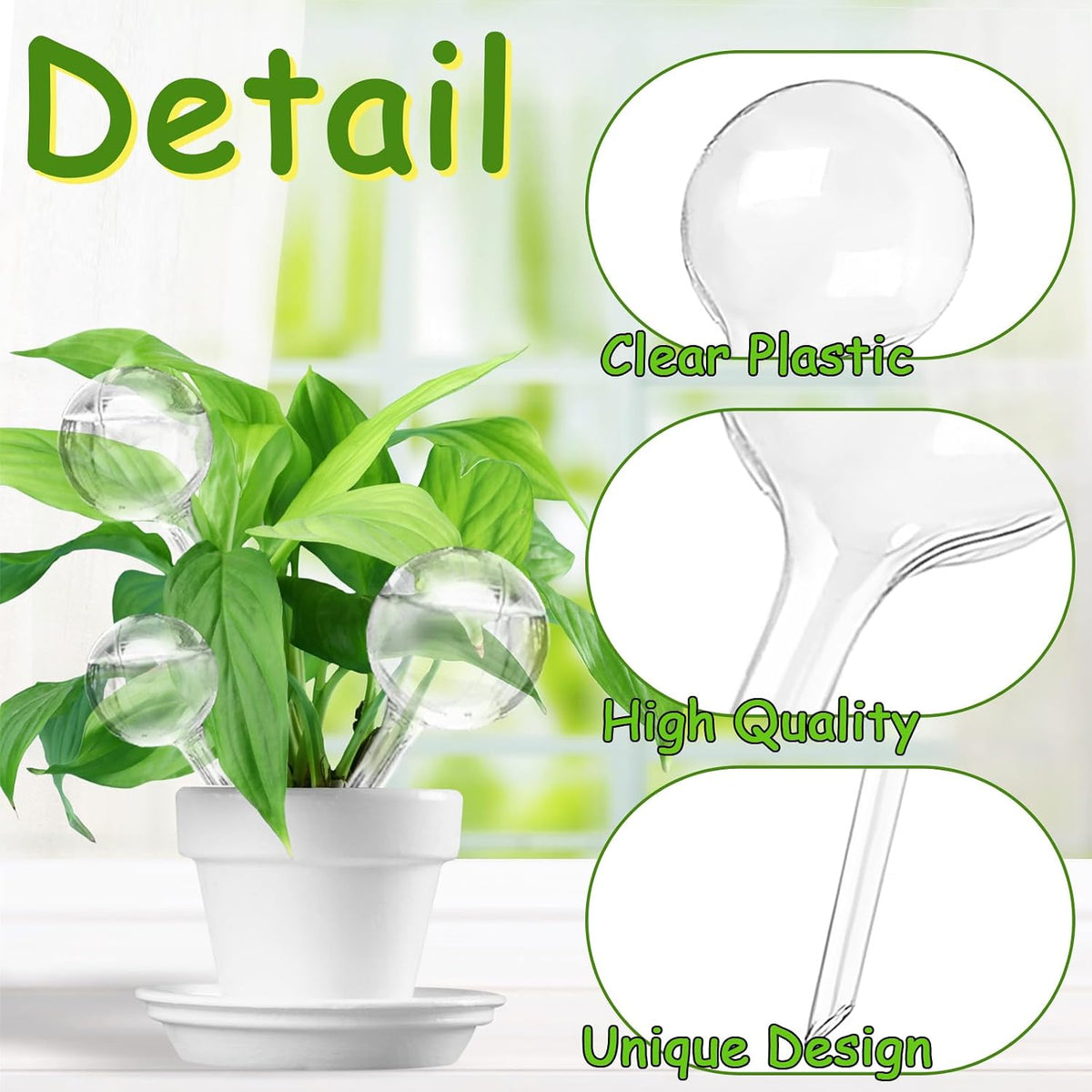 Pynqdfu 12 Pcs Large Plastic Self-Watering Bulbs,Clear Automatic Watering Globes,Clear Automatic Watering Bulbs for Plants,Graden,Flowers