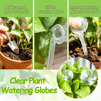 Pynqdfu 12 Pcs Large Plastic Self-Watering Bulbs,Clear Automatic Watering Globes,Clear Automatic Watering Bulbs for Plants,Graden,Flowers