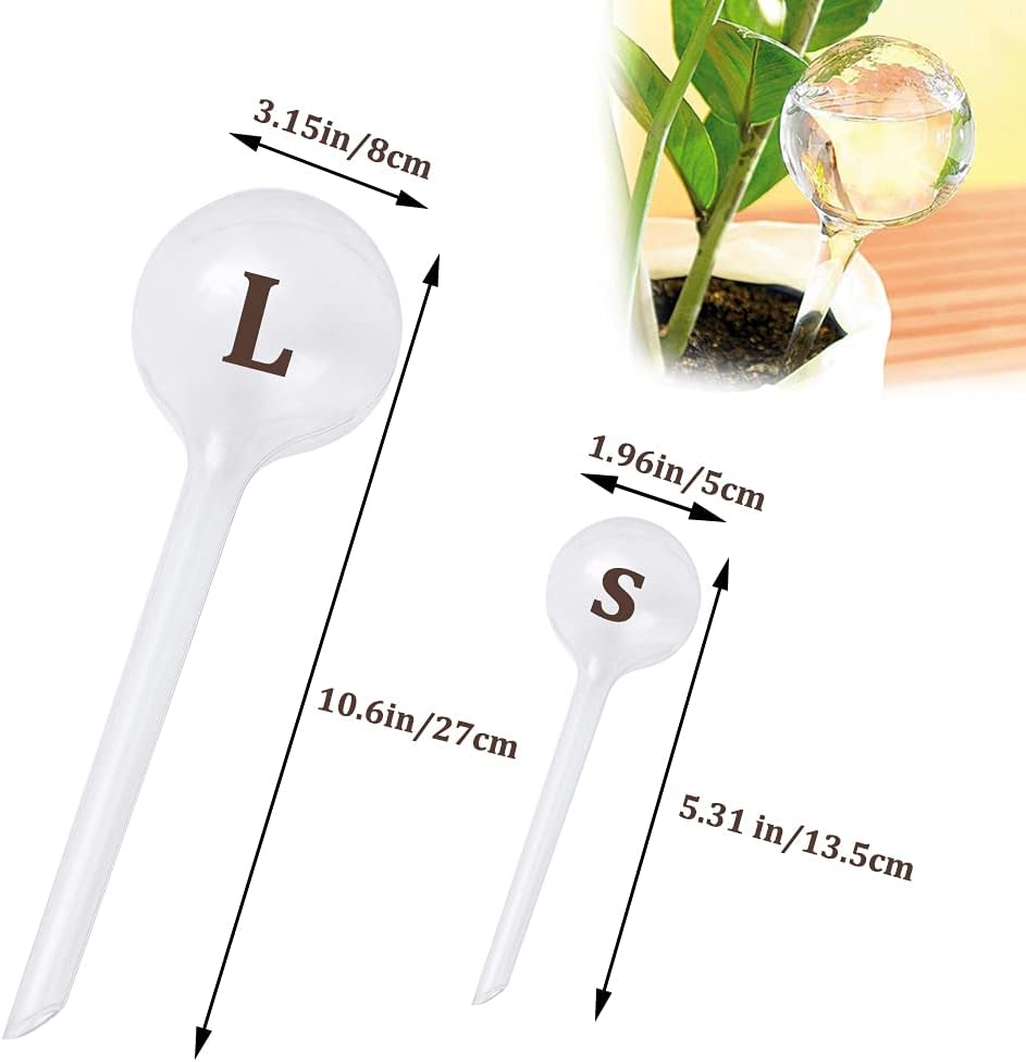 Pynqdfu 12 Pcs Large Plastic Self-Watering Bulbs,Clear Automatic Watering Globes,Clear Automatic Watering Bulbs for Plants,Graden,Flowers