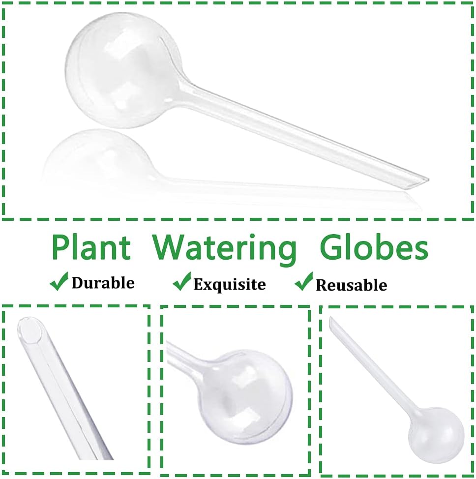 Pynqdfu 12 Pcs Large Plastic Self-Watering Bulbs,Clear Automatic Watering Globes,Clear Automatic Watering Bulbs for Plants,Graden,Flowers