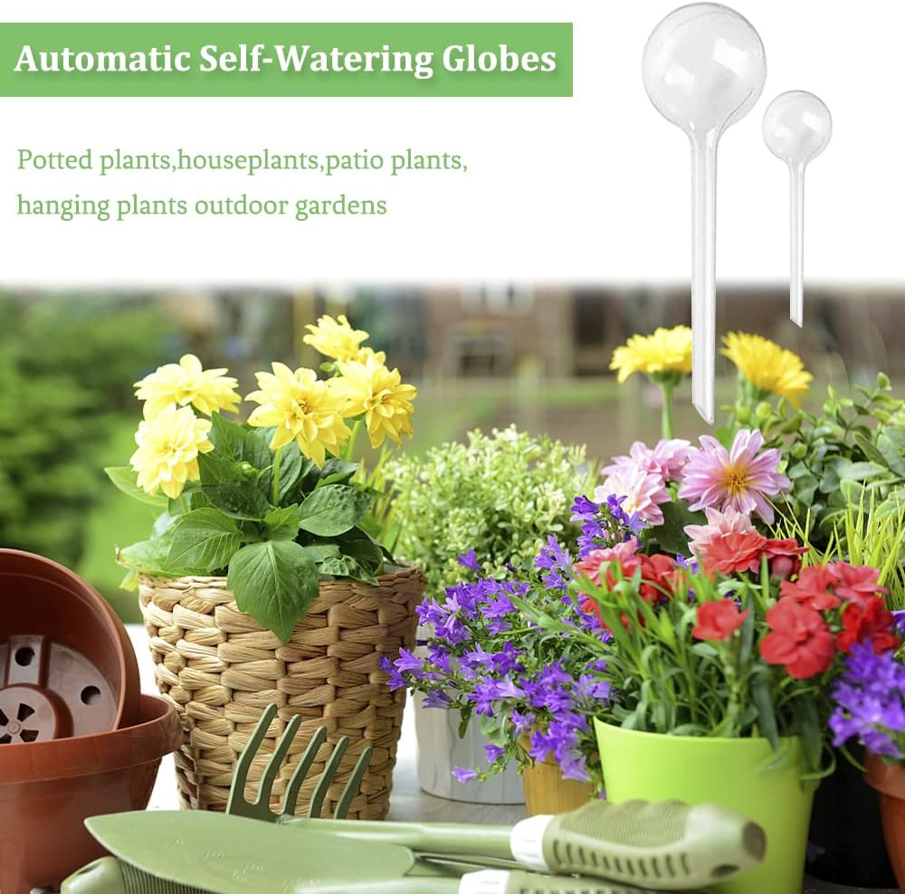 Pynqdfu 12 Pcs Large Plastic Self-Watering Bulbs,Clear Automatic Watering Globes,Clear Automatic Watering Bulbs for Plants,Graden,Flowers
