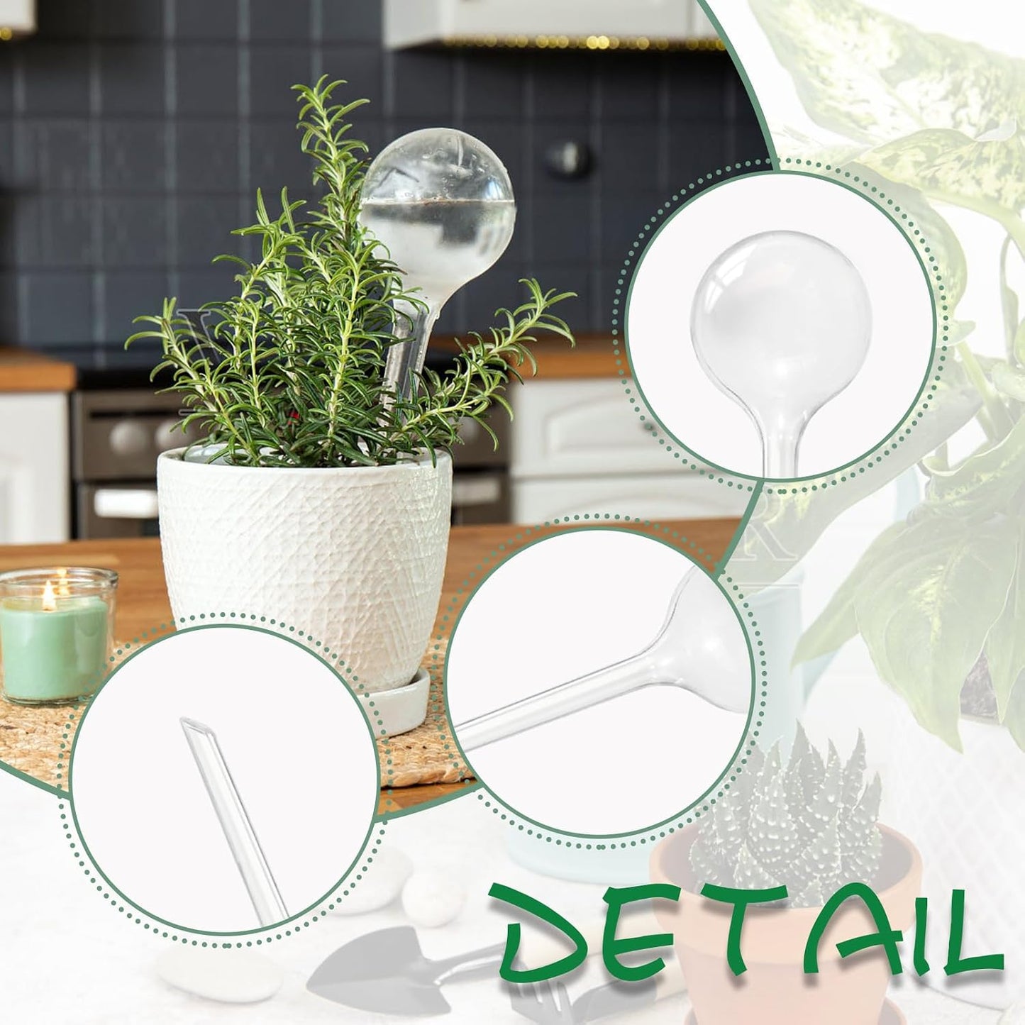 Pynqdfu 12 Pcs Large Plastic Self-Watering Bulbs,Clear Automatic Watering Globes,Clear Automatic Watering Bulbs for Plants,Graden,Flowers