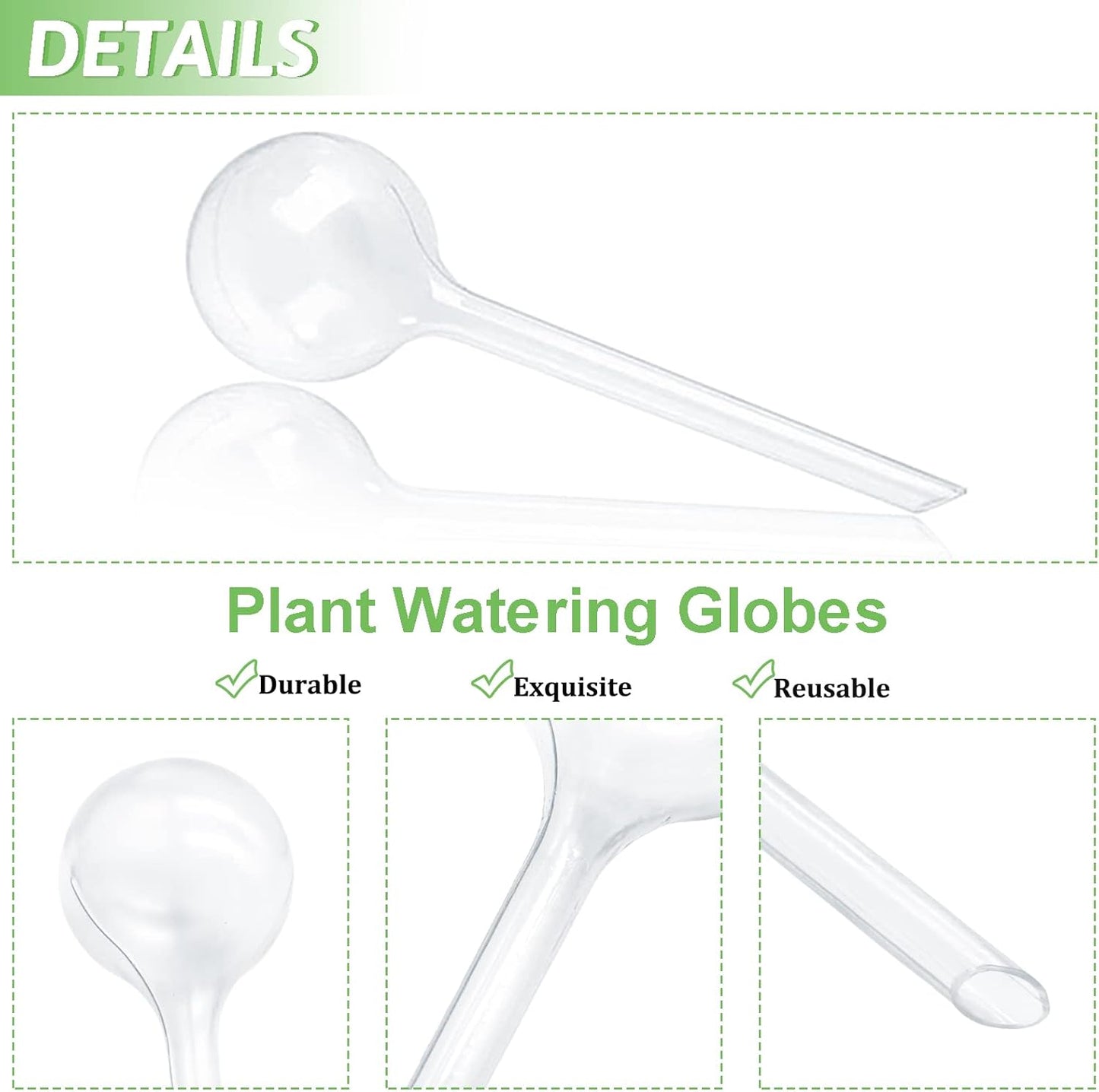 Pynqdfu 12 Pcs Large Plastic Self-Watering Bulbs,Clear Automatic Watering Globes,Clear Automatic Watering Bulbs for Plants,Graden,Flowers