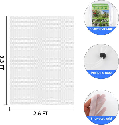 Fruit Protection Bags with Drawstring, 4 Packs Blueberry Bush Netting, Ultra-Fine Mesh Garden Insect Tree Cover, Plant Cover for Pest, Insect Bird Barrier Netting-3.3 x 2.6Ft