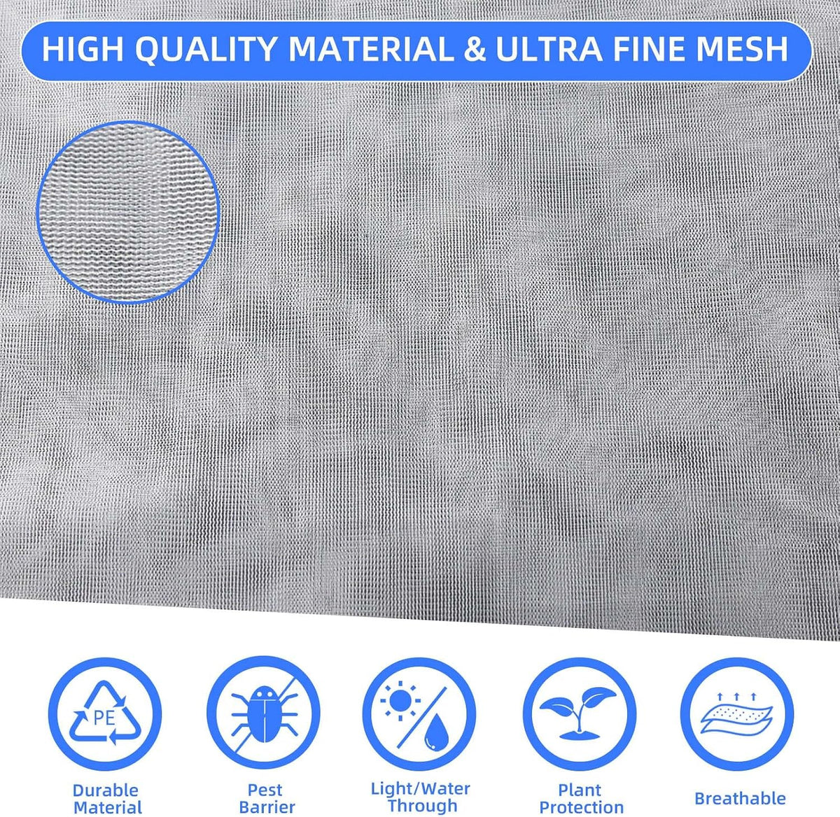 Fruit Protection Bags with Drawstring, 4 Packs Blueberry Bush Netting, Ultra-Fine Mesh Garden Insect Tree Cover, Plant Cover for Pest, Insect Bird Barrier Netting-3.3 x 2.6Ft