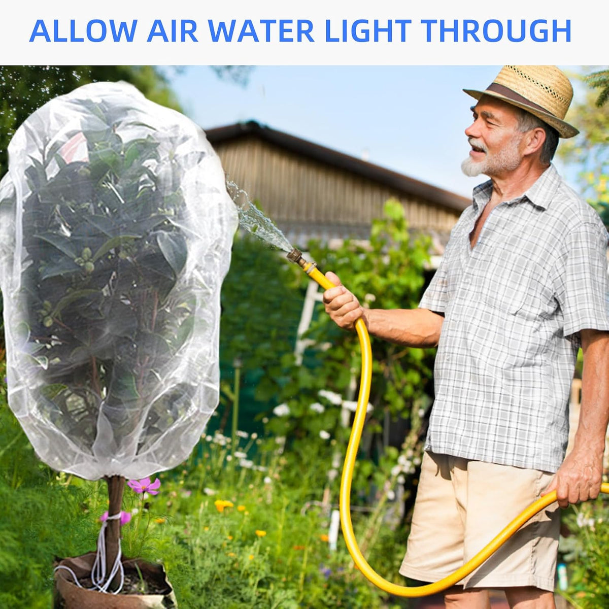 Fruit Protection Bags with Drawstring, 4 Packs Blueberry Bush Netting, Ultra-Fine Mesh Garden Insect Tree Cover, Plant Cover for Pest, Insect Bird Barrier Netting-3.3 x 2.6Ft