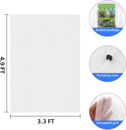 Fruit Protection Bags with Drawstring, 4 Packs Blueberry Bush Netting, Ultra-Fine Mesh Garden Insect Tree Cover, Plant Cover for Pest, Insect Bird Barrier Netting-3.3 x 2.6Ft