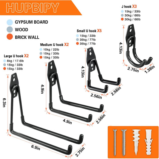 12 Pack Garage Hooks Heavy Duty, Wall Mount Ladder Hooks