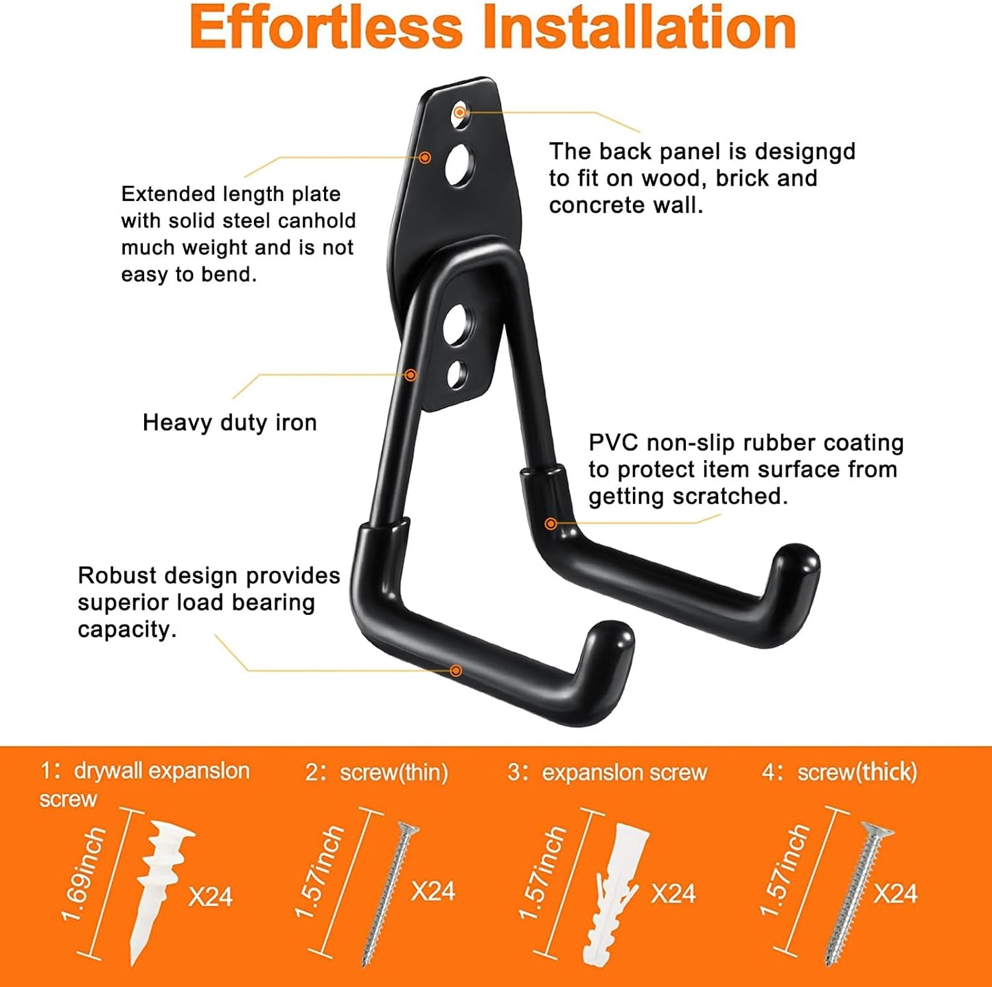 12 Pack Garage Hooks Heavy Duty, Wall Mount Ladder Hooks