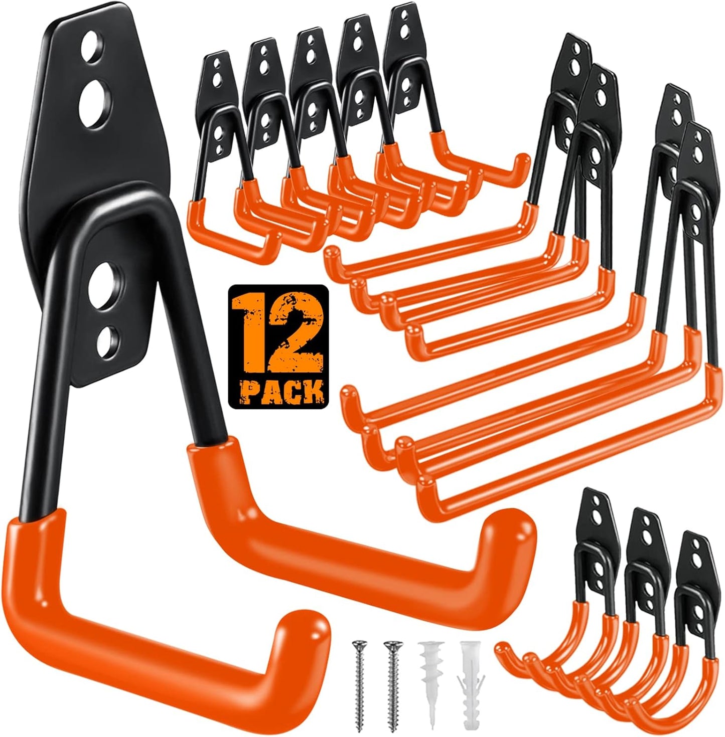 12 Pack Garage Hooks Heavy Duty, Wall Mount Ladder Hooks
