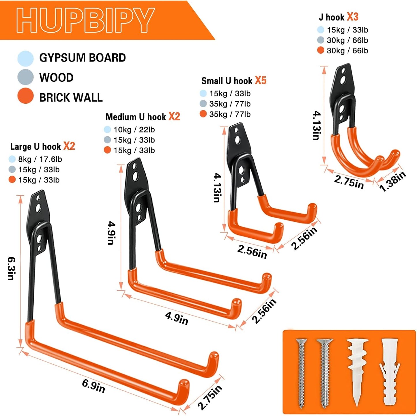 12 Pack Garage Hooks Heavy Duty, Wall Mount Ladder Hooks