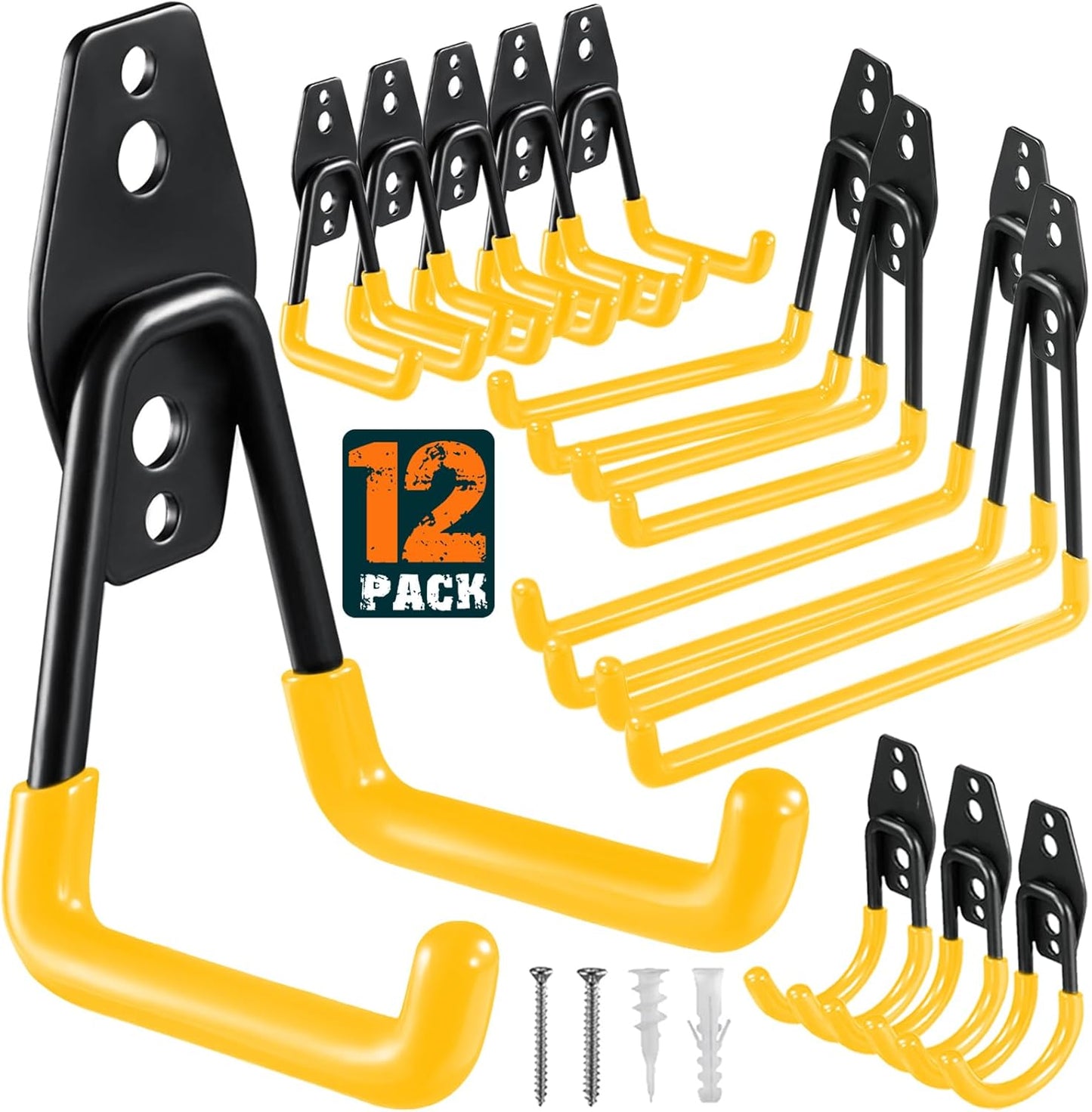 12 Pack Garage Hooks Heavy Duty, Wall Mount Ladder Hooks