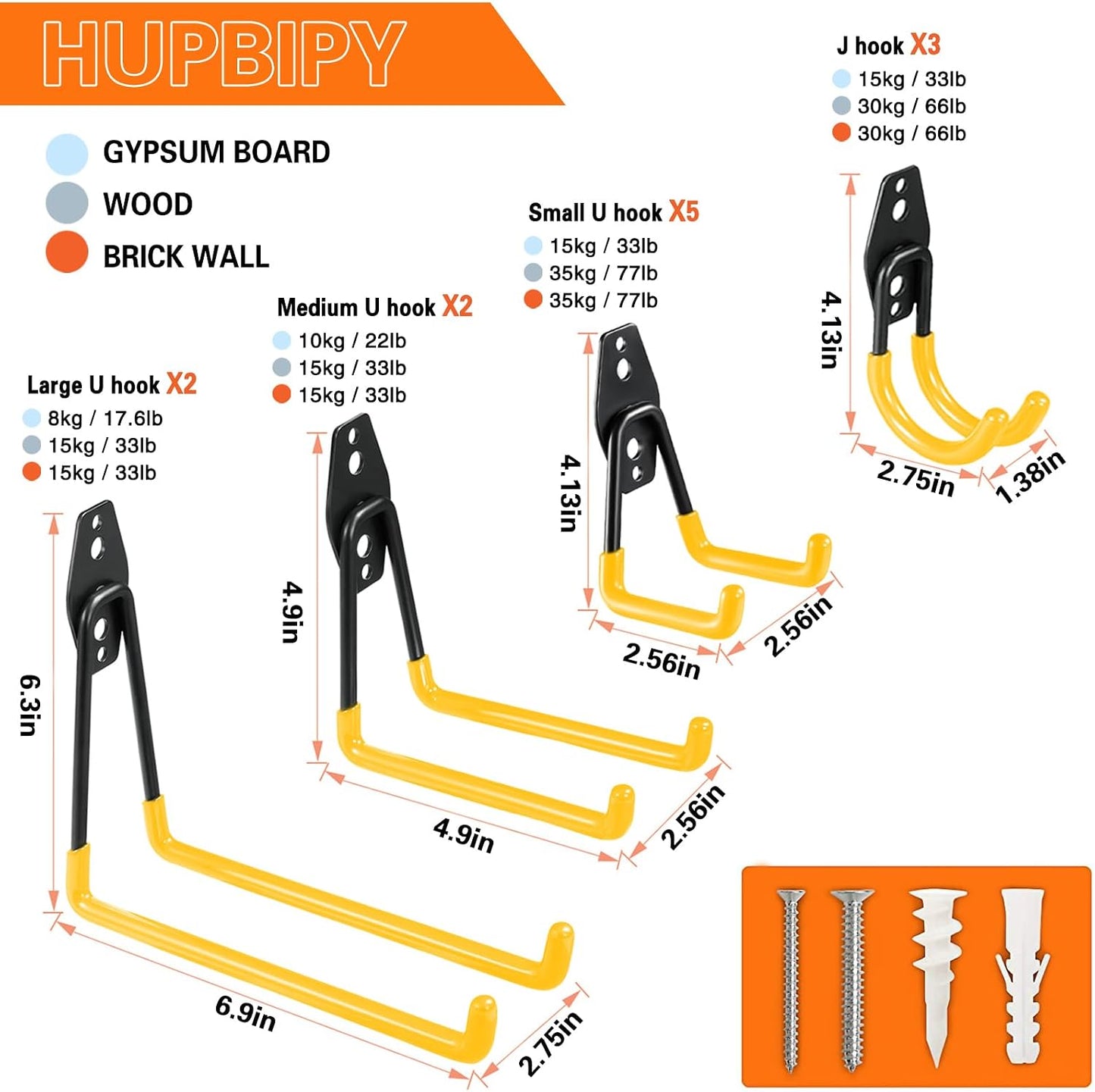 12 Pack Garage Hooks Heavy Duty, Wall Mount Ladder Hooks