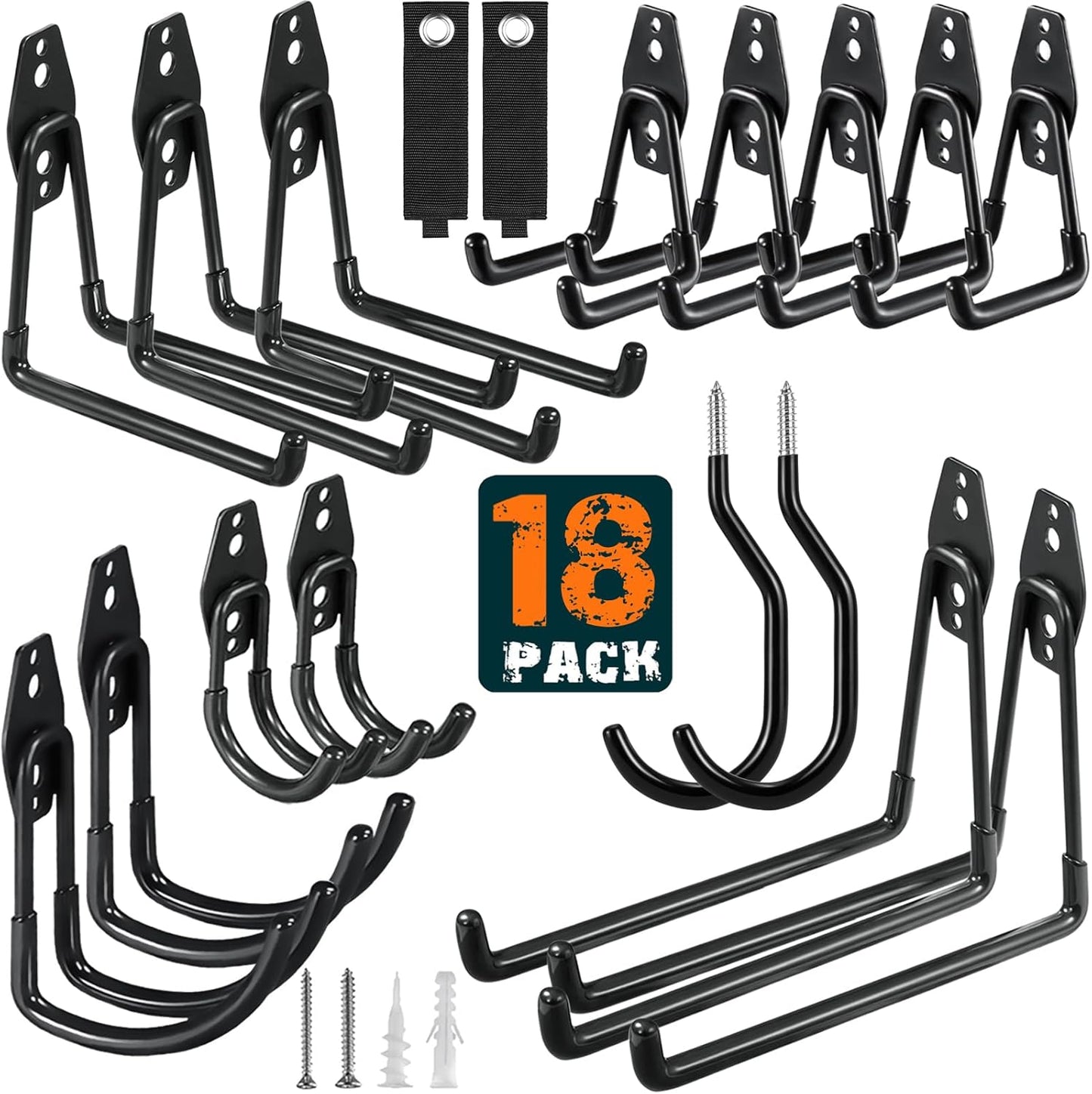12 Pack Garage Hooks Heavy Duty, Wall Mount Ladder Hooks