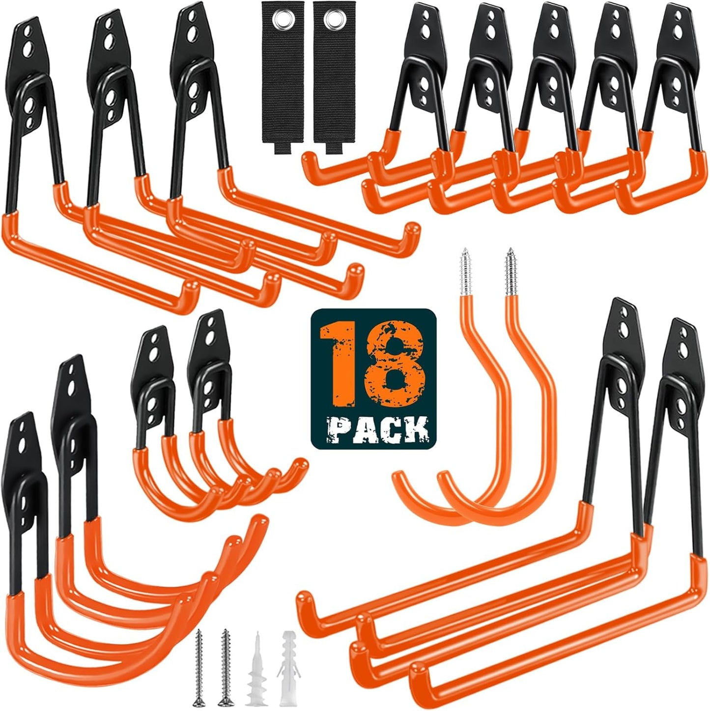 12 Pack Garage Hooks Heavy Duty, Wall Mount Ladder Hooks