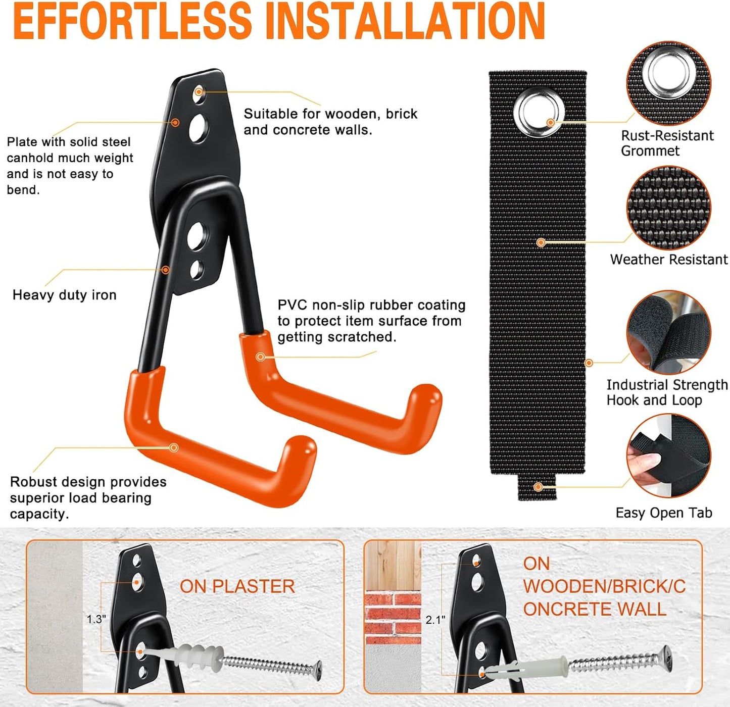 12 Pack Garage Hooks Heavy Duty, Wall Mount Ladder Hooks