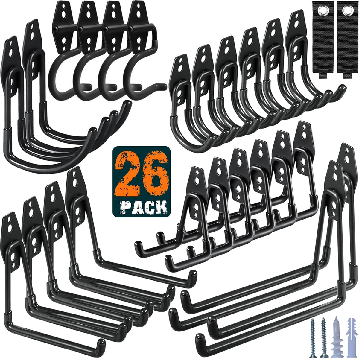 12 Pack Garage Hooks Heavy Duty, Wall Mount Ladder Hooks