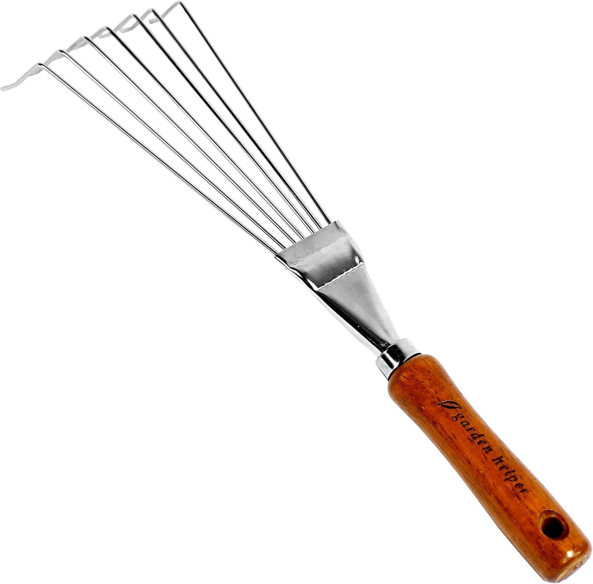 Japanese Hand Rake Garden Tool - Japanese Steel with Wood Handle - Small Rake for Leaves, Handheld Garden Cleaning Tool - Made in Japan