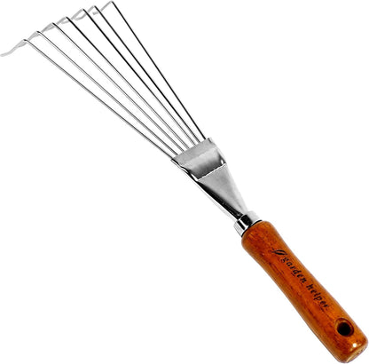 Japanese Hand Rake Garden Tool - Japanese Steel with Wood Handle - Small Rake for Leaves, Handheld Garden Cleaning Tool - Made in Japan
