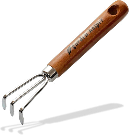 Japanese Hand Rake Garden Tool - Japanese Steel with Wood Handle - Small Rake for Leaves, Handheld Garden Cleaning Tool - Made in Japan