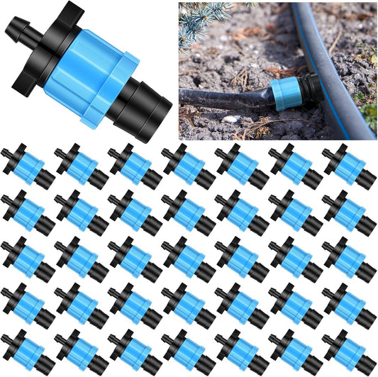 50 Pcs Drip Tape Connector Fittings 1/4" Barb to 5/8" Tubing, Blue