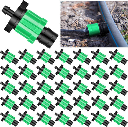 50 Pcs Drip Tape Connector Fittings 1/4" Barb to 5/8" Tubing, Blue