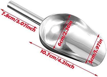 2 Pieces Stainless Steel Ice Scoops Flour Sugar Coffee Bean Candy Metal Utility Scoops for Kitchen Party Bar Wedding, Dishwasher Safe, Silver